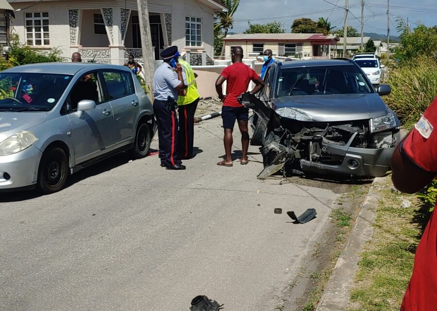Three people injured in two-car crash at Riverland, St. Philip