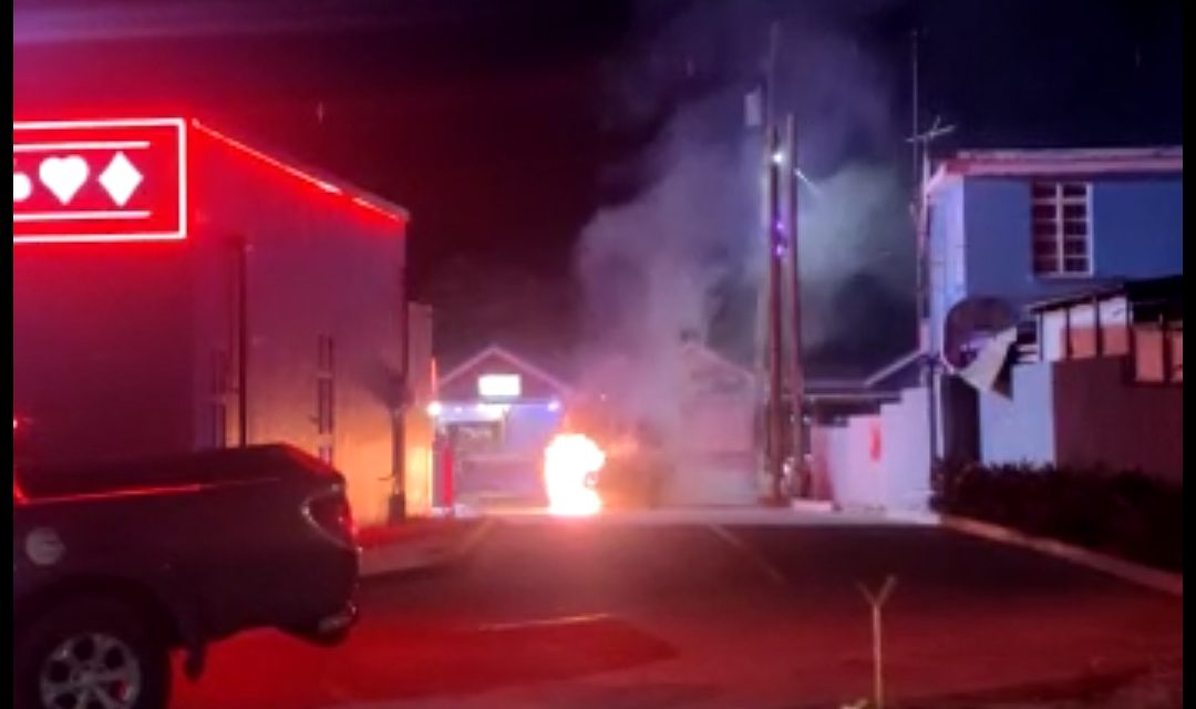 Car bursts into flames at drive-through