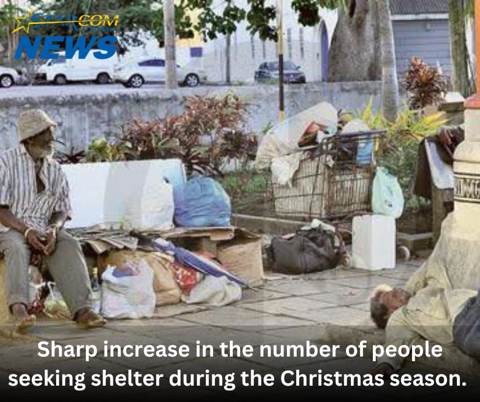 sharp increase in the number of people seeking shelter during the Christmas season